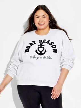 Special Thanks Women's Boat Season Graphic Pullover Sweatshirt, - Heather Gray